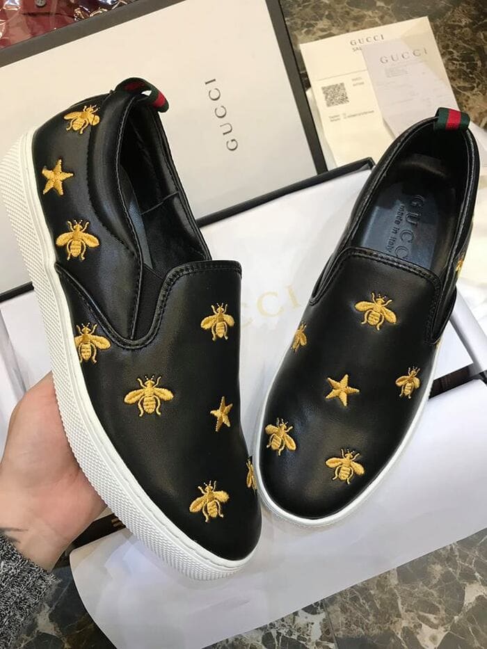 những mẫu giày gucci leather slip on with bees đẹp cho nam nữ